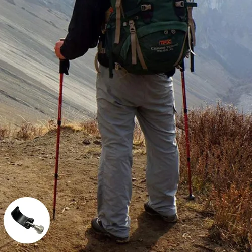 Vista 7 de Paquete de 2 manijas de bloqueo para bastón de caminar, poste de escalada, bloqueo externo, clips de bloqueo para bastón de trekking, pieza