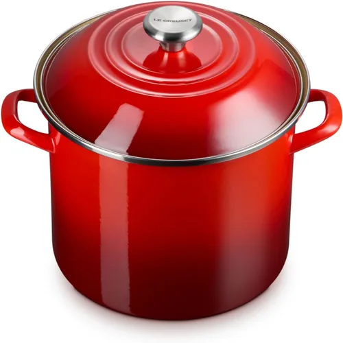 Vista 33 de Le Creuset - Olla tradicional esmaltada en acero, 12 cuartos de galón, Oliva con pomos de acero inoxidable