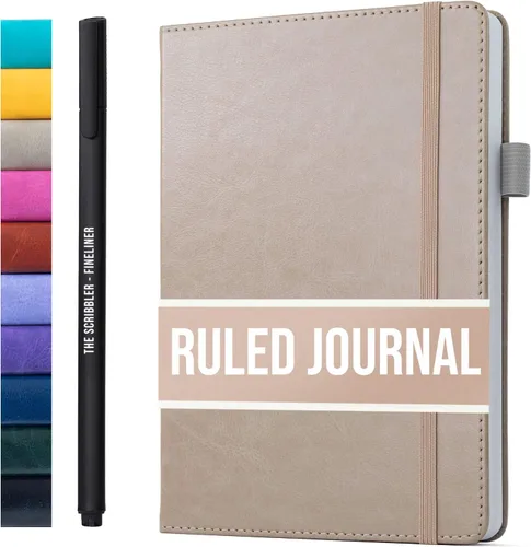 Vista 13 de Cuaderno rayado para escribir, 200 páginas, papel grueso de 4.23 oz/m² con notas adhesivas, lazo para bolígrafo, banda elástica, tapa dura de cuero