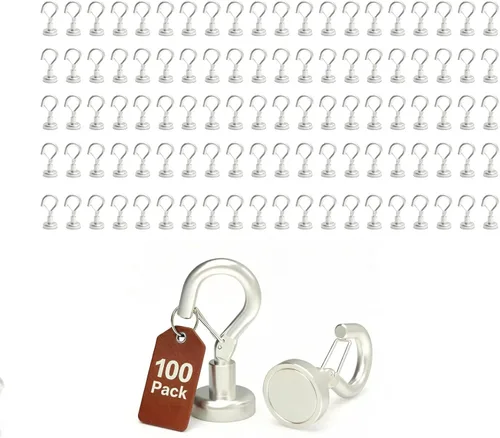 Vista 16 de Ant Mag Ganchos magnéticos negros resistentes con broche de presión de 22 libras, ganchos magnéticos fuertes, ideales para colgar en refrigerador
