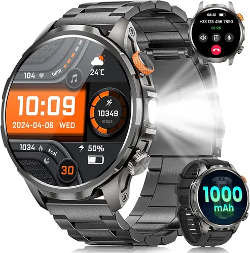 Vista 10 de Military Smart Watches for Men, 1.91" Men's Smart Watch with 1000mAh/5 ATM Waterproof/LED Flashlight/110+ Sport Modes/Heart Rate/SpO2/Sleep Monitor