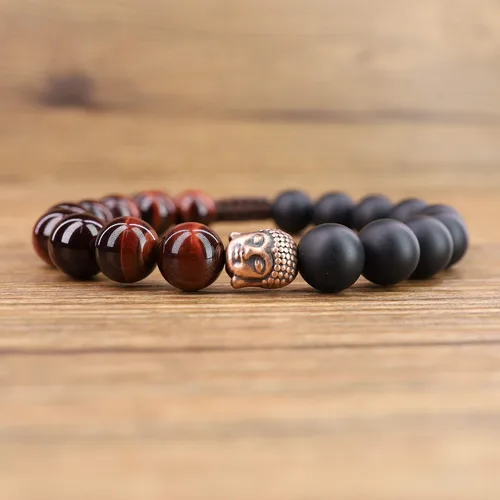 Vista 4 de COAI Pulsera de oración para hombre y mujer, Piedra, ónix