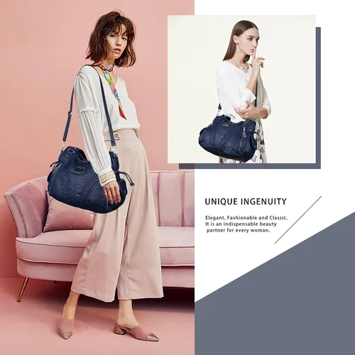Vista 6 de Monederos y bolsos de mano de moda para mujer, bolsos de hombro con asa superior, bolsos de cuero sintético