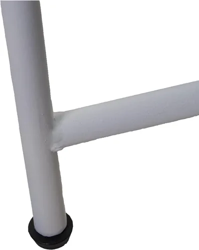 Vista 3 de Juego de 2 Mesas Auxiliares Metal Blanco Cristal 53 x 56 + 22.8 x 24.4 in