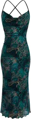 Vista 27 de SOLY HUX Vestido de malla floral para mujer, vestido largo para cóctel Estampado floral multicolor.