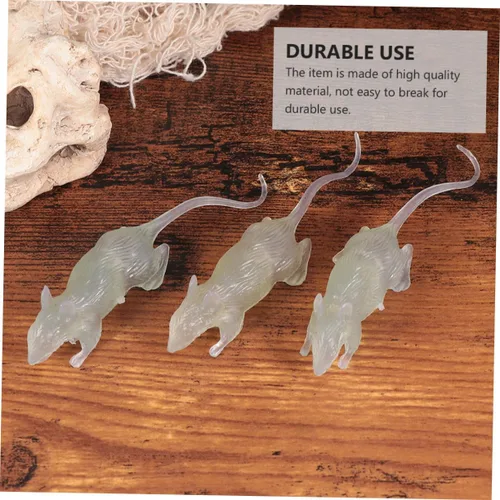 Vista 6 de KOMBIUDA 20 piezas de ratones falsos brillantes y oscuros para Halloween, accesorios difíciles de Halloween, figuras de ratones realistas