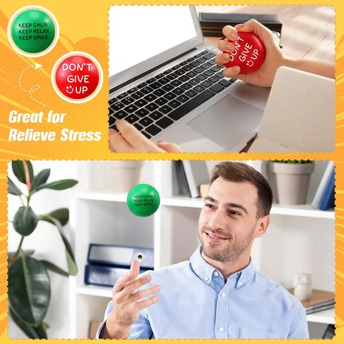 Vista 5 de HyDren 60 bolas motivacionales para el estrés de 1.97 pulgadas, bolas inspiradoras para aliviar el estrés, bolas de ejercicio de mano a granel