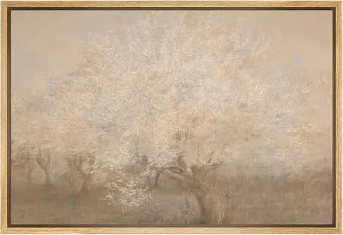 Vista 40 de SIGNWIN Lienzo enmarcado para pared, diseño de planta de bosque de montaña verde pastel, naturaleza, ilustraciones de área silvestre, arte moderno