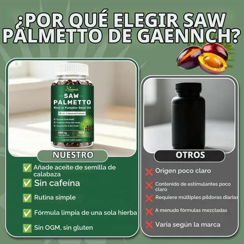 Vista 5 de Saw Palmetto for Men with Pumpkin Seed Oil Prostate Health Supplement