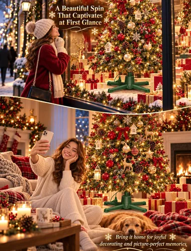 Vista 5 de HOPOCO Soporte giratorio para árbol de Navidad con control remoto Verde Oscuro