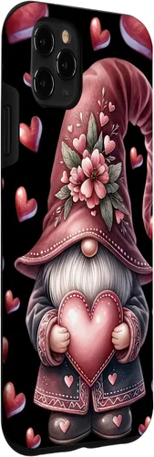 Vista 3 de iPhone 11 Pro Max - Funda con diseño de corazón para mujer, diseño retro de gnomo de amor para el día de San Valentín