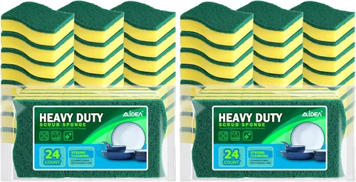 Vista 15 de AIDEA Esponjas de cocina, paquete de 24 esponjas de platos resistentes, esponja de limpieza para el hogar y la cocina, suministros de limpieza sin