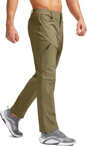 Vista 2 de Pudolla Men's Hiking Pants Waterproof Travel Cargo Pants with 7 Pockets Stretch for Golf Fishing Climbing