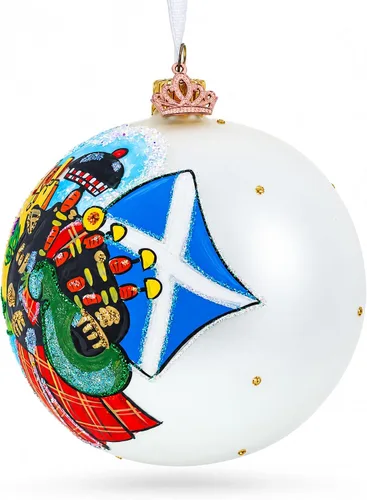 Vista 2 de Escocia, Gran Bretaña Bola de cristal Adorno de Navidad 4 pulgadas