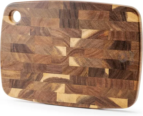 Vista 7 de Tabla de Cortar de Madera Bloque de Carnicero, Tabla de Cortar de Madera con Mangos para Carne Queso Tabla de Charcutería, Ideal para Cortar