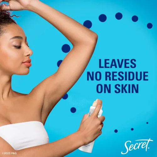 Vista 4 de Secret Dry Spray Desodorante Antitranspirante para Mujeres, Protección sin Peso por 48 Horas contra el Sudor y el Olor, Suave para la Piel, Aroma