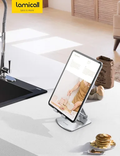 Vista 13 de Lamicall Soporte ajustable para tablet – Base plegable para teléfono, soporte giratorio de 360°, para tabletas de 4.7 a 13 pulgadas, iPad Pro 11