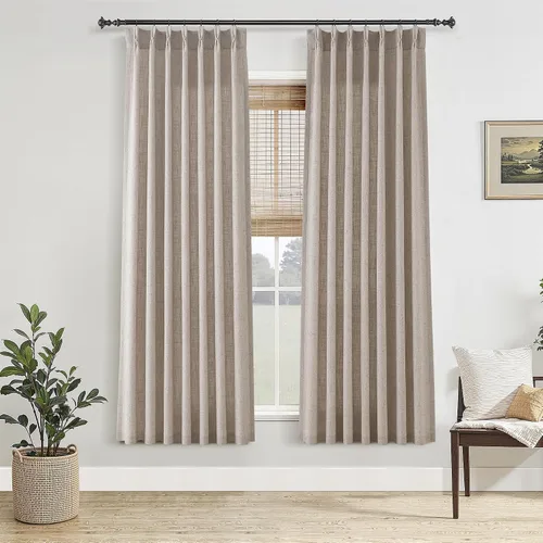 Vista 10 de Jowels Cortinas de lino plisadas naturales con memoria de 96 pulgadas