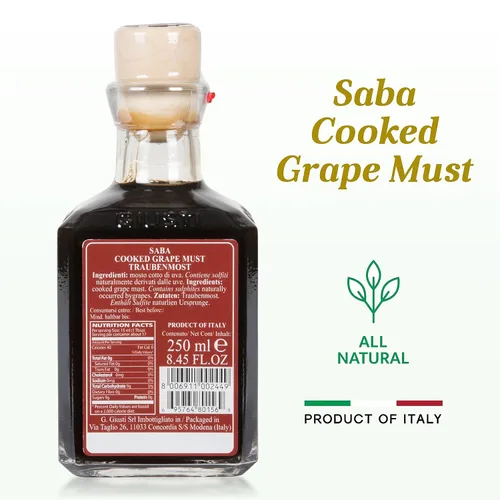 Vista 6 de Giuseppe Giusti Saba - Uva cocida italiana Saba hecha en Módena, Italia, regalo gourmet, sabor dulce y afrutado, botella de 8.5 fl oz