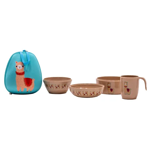 Vista 8 de Refresh-A-Baby Juego de alimentación ecológico de cáscara de arroz para niños, 4 piezas, incluye plato dividido, ventosa, cuchara, taza, sin BPA