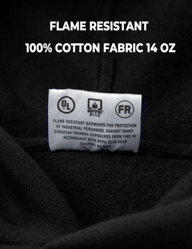 Vista 7 de Ubon FR - Sudaderas con capucha para hombre, resistentes al fuego, 14 onzas, forro polar de algodón