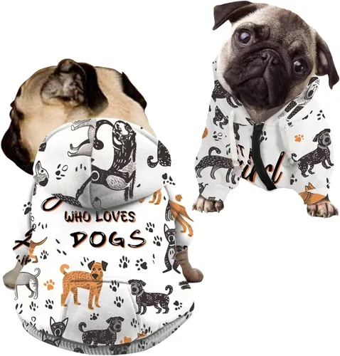 Vista 44 de Howilath Sudaderas con la bandera estadounidense para perros medianos, abrigo de invierno con diseño de pata de cachorro, ropa cálida con capucha