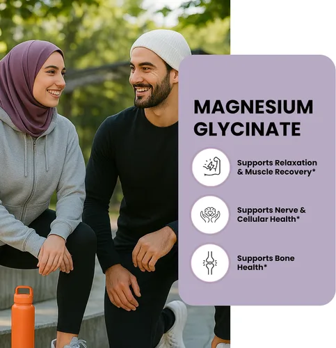 Vista 4 de Zaytun Halal Glicinato de magnesio 300 mg, alta absorción, sin gluten y gelatina, sin OMG, vegetariano, 60 tabletas, fabricado en Estados Unidos