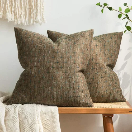 Vista 53 de MIULEE - Juego de 2 fundas de almohada decorativas de lino de arpillera, modernas, estilo campestre, rústicas, tejidas, con textura, para sofá, Gris