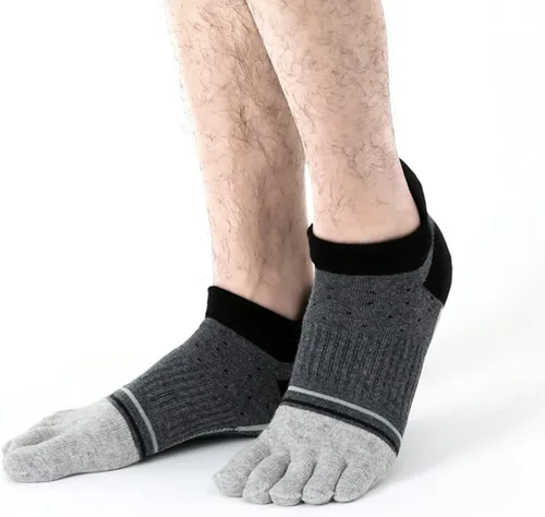Vista 5 de Calcetines de dedo del pie para hombre, corte bajo, atléticos, de algodón, con 5 dedos divididos, paquete de 6