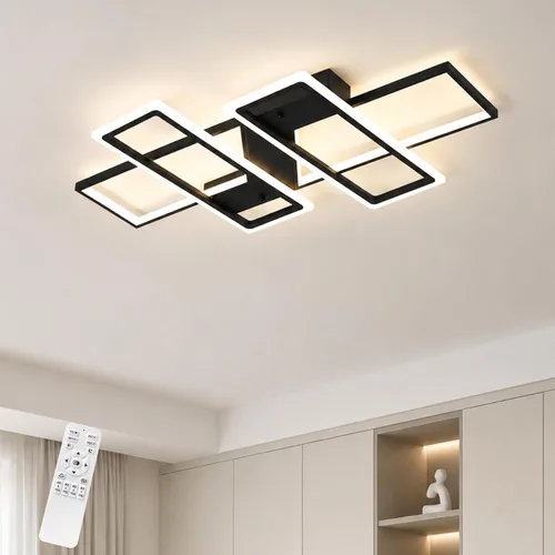 Vista 16 de GEADI Lámpara de techo moderna regulable, lámpara de techo LED blanca de 35.4 pulgadas con control remoto, accesorio de iluminación rectangular