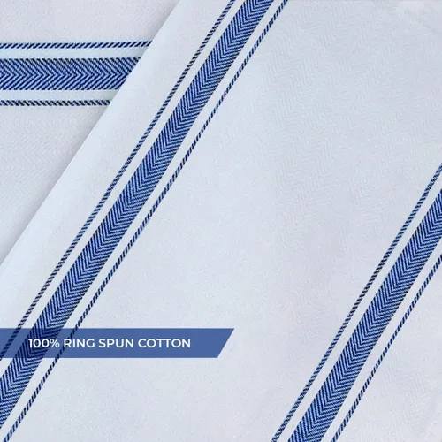 Vista 5 de Paquete de 30 paños de cocina de 100 % algodón con rayas azules, paños de cocina de 15 x 25 pulgadas, paños de cocina para lavar platos, trapos