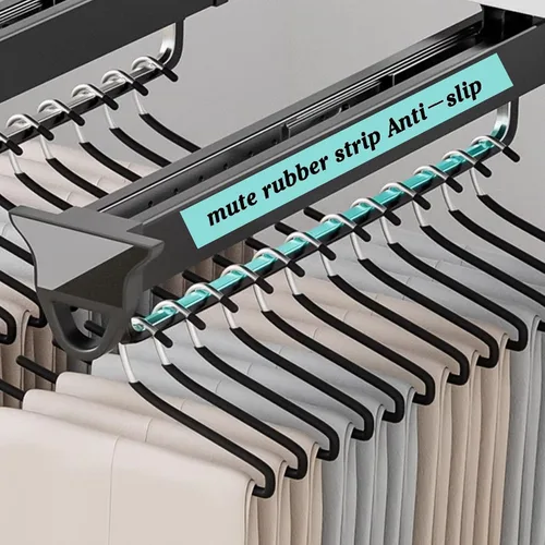 Vista 6 de Slide Out Pants Rack Closet Hanger Bar Pull Trousers Tie Belts Scarf Racks Top Mounted Wardrobe Clothes for Closet Retractable,Retractable Pants