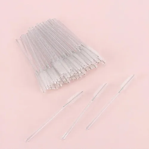 Vista 6 de Tbestmax 50 varitas de rímel desechables, brocha de cristal para extensiones de pestañas, pestañas de ojos y cepillo de maquillaje (blanco)