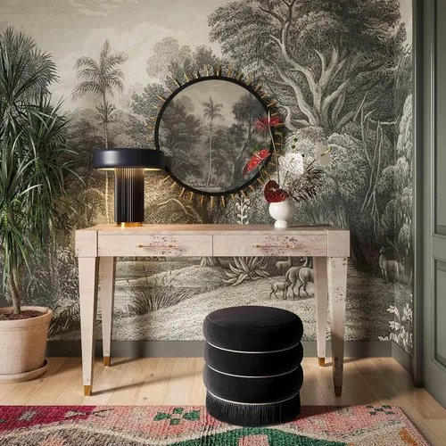 Vista 2 de TOV Furniture Lakka - Otomana de terciopelo negro