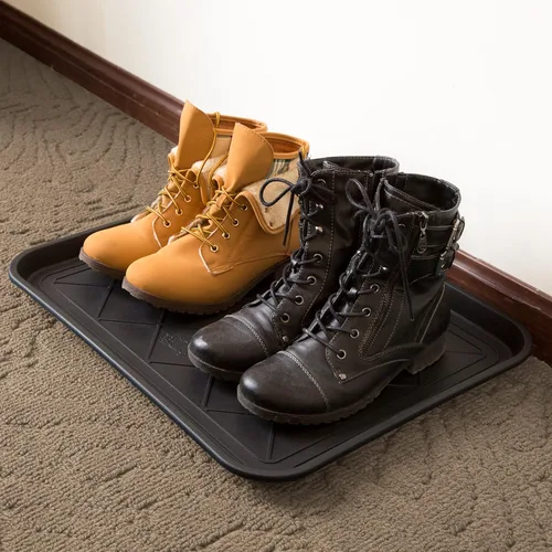 Vista 5 de Alfombrilla o bandeja para botas, de Stalwart, ecológica, 30 x 15 pulgadas, tamaño grande, negra, Negro