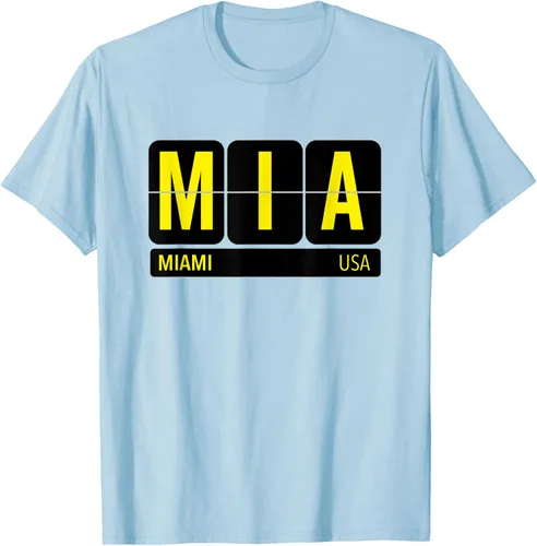 Vista 23 de MIA Miami Florida USA Travel Souvenir Yellow Text Camiseta, Blanco