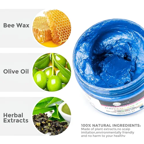 Vista 4 de Cera de color temporal para el cabello, tinte de cabello azul, kit de coloración para el cabello, incluye capas desechables, cepillo, cuchara