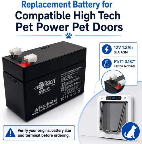 Vista 3 de Raion Power - Batería AGM SLA de 12 V 1.3 Ah, terminal F1 - Reemplazo para puertas de mascotas de alta tecnología, ML1.3-12, EXP1213, B3V1A