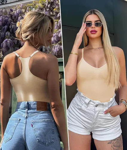 Vista 2 de SHAPERX Body para mujer con control de abdomen, espalda cruzada, sin costuras, esculpir el cuerpo, moldeador