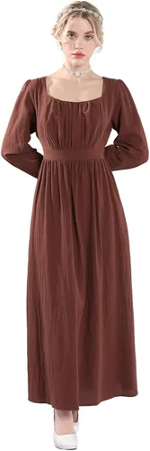 Vista 3 de NSPSTT Vestido colonial - Disfraz de campesina de pionera y guerra civil para mujer