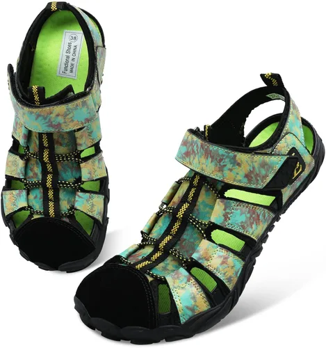 Vista 3 de JIASUQI Sandalias deportivas de verano, para surf, piscina, playa, senderismo, agua, para mujeres, hombres, negro, amarillo, 12 mujeres11 hombres