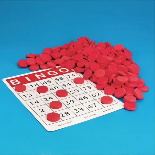 Vista 3 de Chips de bingo silenciosos, rojo (paquete de 250)