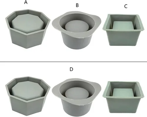 Vista 4 de appuivbt Molde de resina para macetas, moldes de silicona para suculentas, moldes de cemento, molde de arcilla de hormigón, cuadrado/redondo/octágono