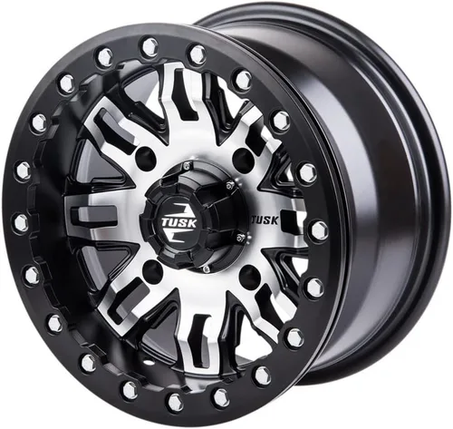 Vista 4 de Paquete de 2 ruedas Tusk Teton Beadlock 4/156 14x7 5.0 + 2.0 mecanizadas/negras para POLARIS RANGER CREW Diesel 2012-2018