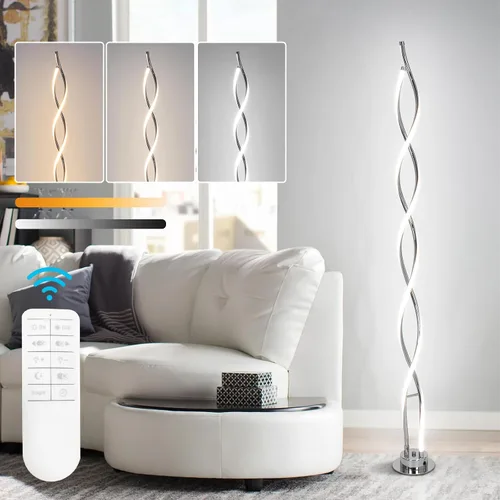 Vista 15 de ADISUN Lámpara de pie moderna de 31 W, lámpara de pie LED en espiral para sala de estar, lámpara de pie regulable de 3 colores con control remoto