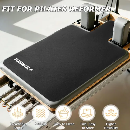 Vista 3 de TOBWOLF Pilates Reformer Mat Towel, 39'' x 24'' Non-Slip Backing Exercise Mat for Pilates Reformer, Comfortable Experience with Sweat-Wicking &