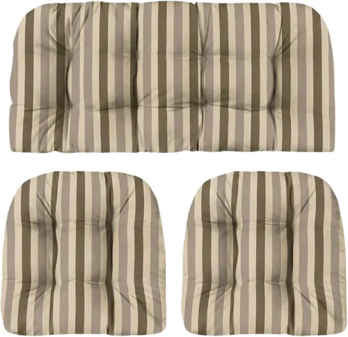 Vista 27 de RSH DECOR: Sunbrella - Juego de 3 cojines de mimbre copetudos 41 x 19 pulgadas y 19 x 19 pulgadas Fabricado con tela de rendimiento Sunbrella