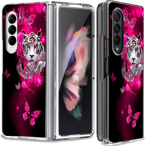 Vista 9 de Bcov Funda para Galaxy Z Fold 3 5G, atrapasueños, espacio de flores, antiarañazos, sólida, funda protectora a prueba de golpes para Samsung Galaxy Z