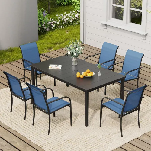 Vista 64 de VICLLAX Juego de 2 sillas de patio pequeñas para exteriores, juego de sillas apilables para patio y mesa de comedor cuadrada para porche delantero