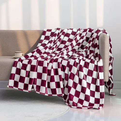 Vista 19 de LOMAO Manta de franela con patrón de cuadrícula de ajedrez, suave, lujosa, cálida y acogedora para sofá y cama, para todas las estaciones
